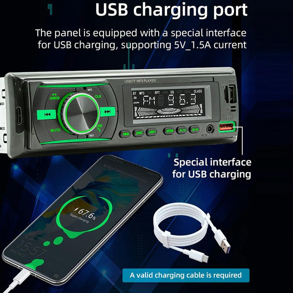 Car Mp3 Player With Voice Assistant & Fm Colourful Lights Black Ipods & Mp3 Players