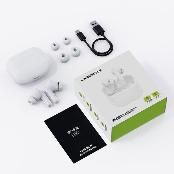 Wireless Active Noise Cancelling White Earbuds