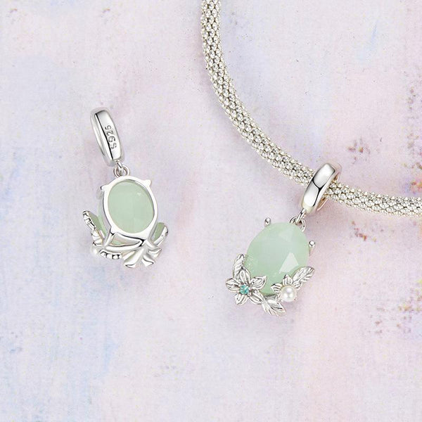 925 Sterling Silver Floral Pearl Pendant In Charms & Pendants