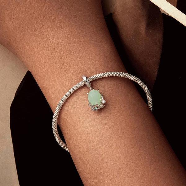 925 Sterling Silver Floral Pearl Pendant In Charms & Pendants