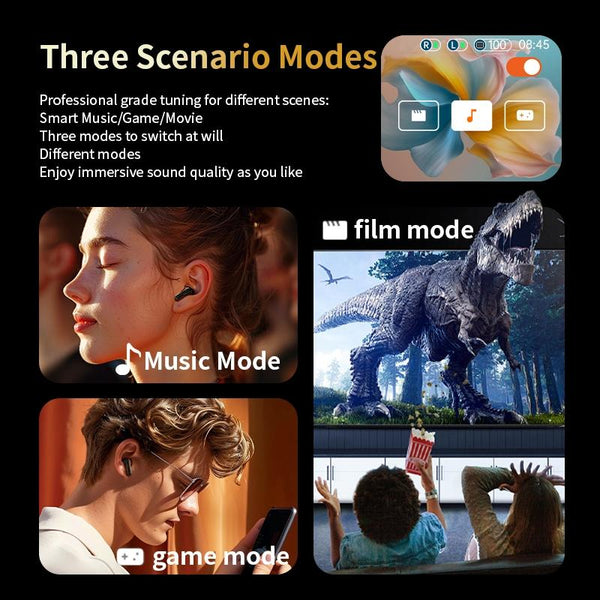 Wireless Bluetooth Earphones With Touch Screen & Noise Reduction Black Earbuds