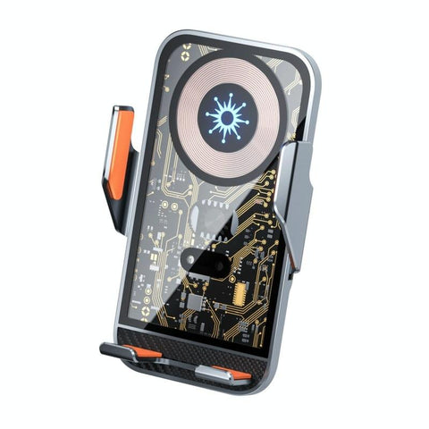 15W Fast Wireless Charger With Infrared Sensor For C10 Car Navigation Transparent Stand Gray Chargers & Cradles
