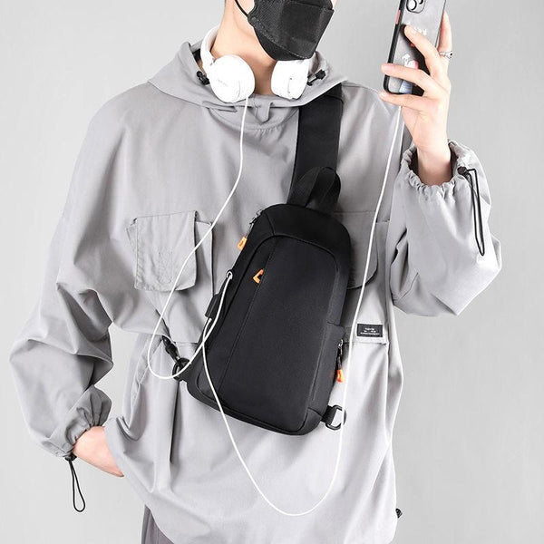 Waterproof Sports Chest Bag One Shoulder Diagonal Black Bags