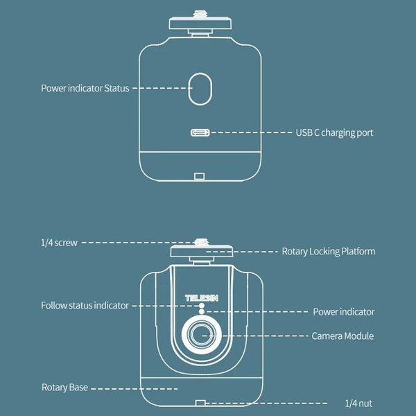 Intelligent 360 Degree Follow Gimbal Camera With Ai Face Recognition Black Other Camera & Photo Accs