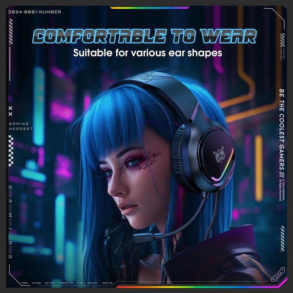 Rgb Gaming Headset With Mic 2.2M Cable Black Headsets