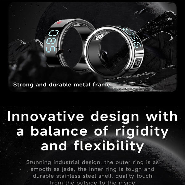 Smart Ring Gesture Control Health Monitoring Sports Modes Black Activity Trackers