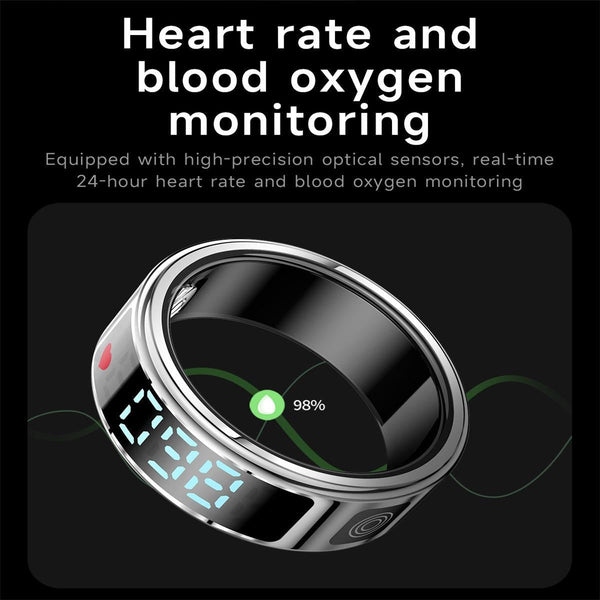 Smart Ring Gesture Control Health Monitoring Sports Modes Black Activity Trackers
