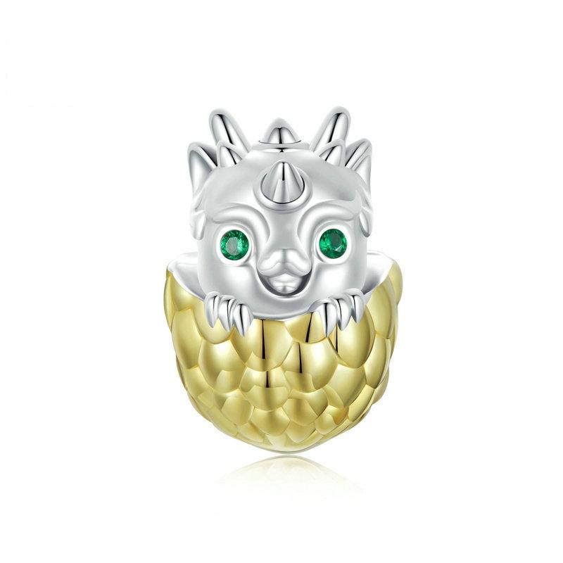 925 Sterling Silver Gold Plated Dragon Egg Beads Charms & Pendants