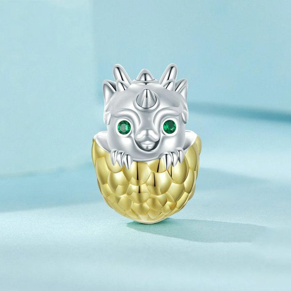 925 Sterling Silver Gold Plated Dragon Egg Beads Charms & Pendants