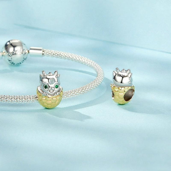 925 Sterling Silver Gold Plated Dragon Egg Beads Charms & Pendants