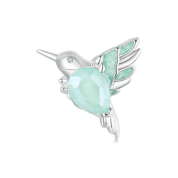 925 Sterling Silver Platinum Plated Hummingbird Flower Diy Beads Charms & Pendants