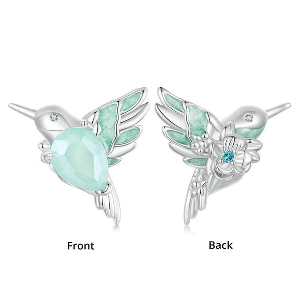 925 Sterling Silver Platinum Plated Hummingbird Flower Diy Beads Charms & Pendants