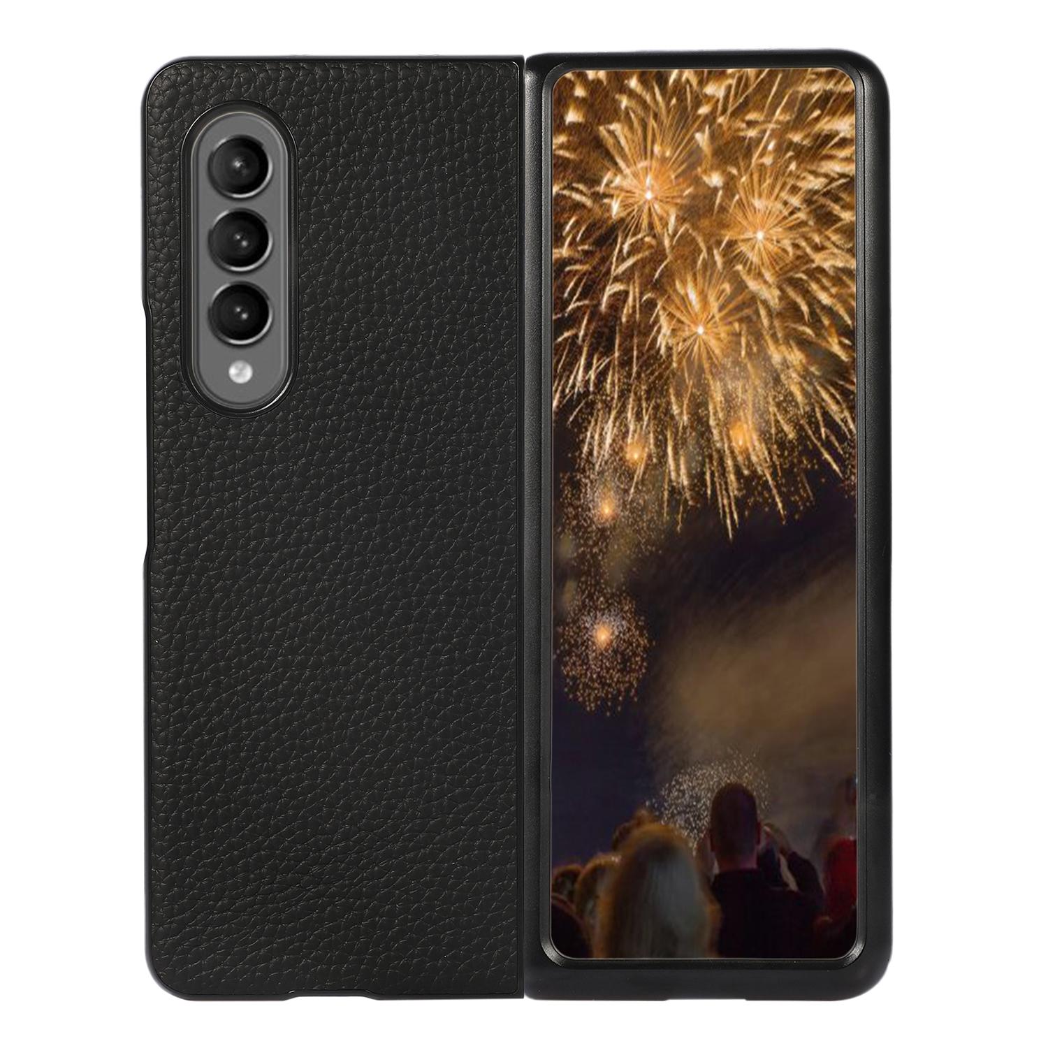 For Samsung Galaxy Z Fold4 5G Litchi Texture Case Two Tone Black Cases Covers & Skins