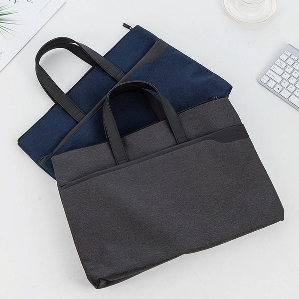 Double Layer Zipper Conference Document Bag Portable And Organized Blue Storage Bags