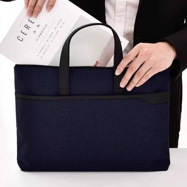 Double Layer Zipper Conference Document Bag Portable And Organized Blue Storage Bags