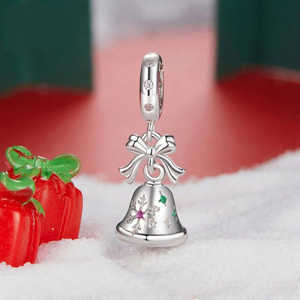 925 Sterling Silver Bow Bell Bracelet Pendant Festival Beads Charms & Pendants