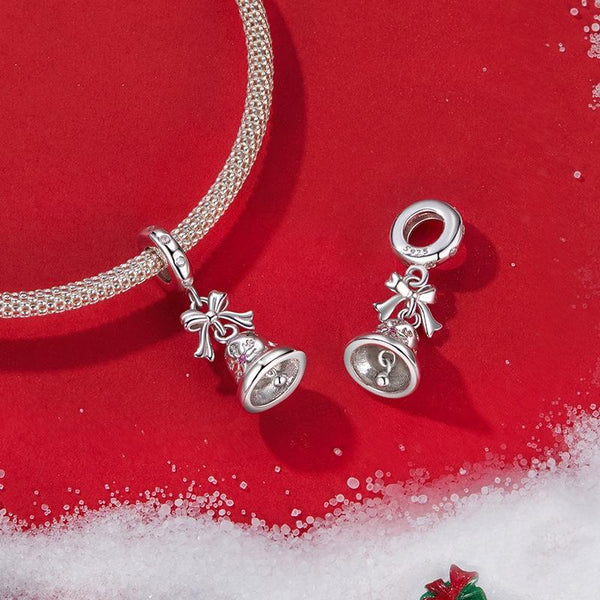 925 Sterling Silver Bow Bell Bracelet Pendant Festival Beads Charms & Pendants