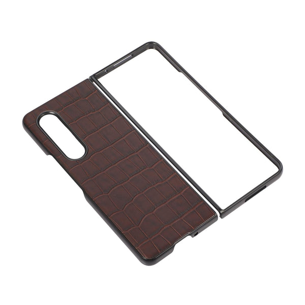 For Samsung Galaxy Z Fold4 5G Genuine Leather Crocodile Texture Phone Case Black Cases Covers & Skins
