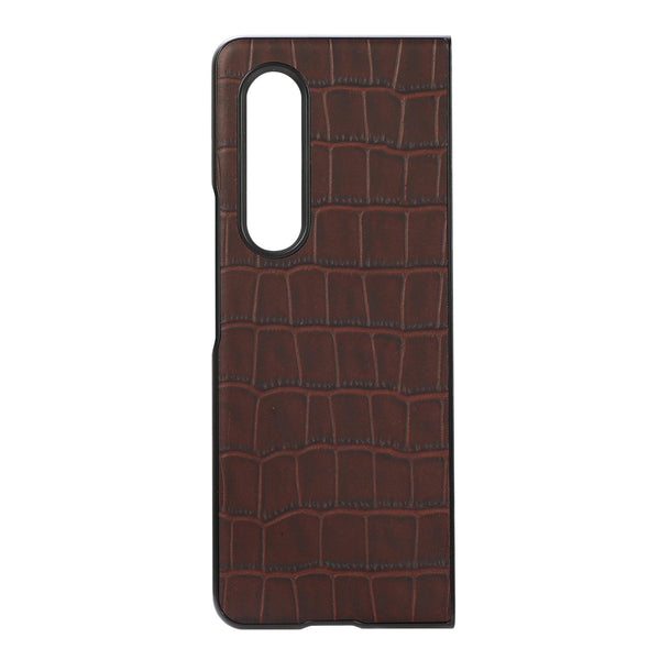 For Samsung Galaxy Z Fold4 5G Genuine Leather Crocodile Texture Phone Case Black Cases Covers & Skins