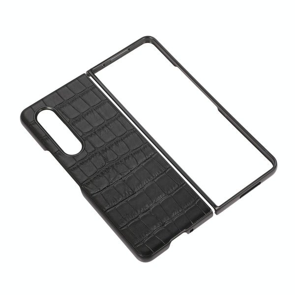For Samsung Galaxy Z Fold4 5G Genuine Leather Crocodile Texture Phone Case Black Cases Covers & Skins