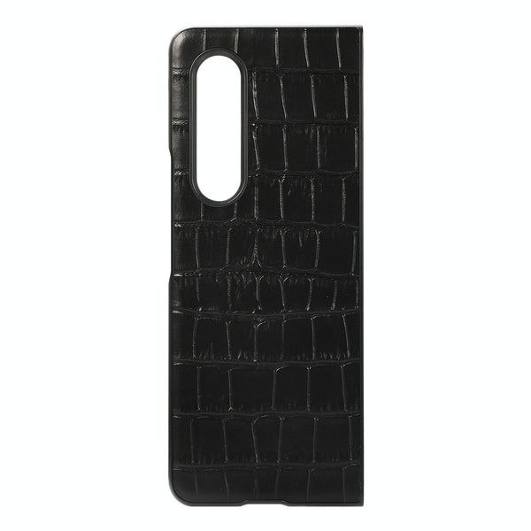 For Samsung Galaxy Z Fold4 5G Genuine Leather Crocodile Texture Phone Case Black Cases Covers & Skins