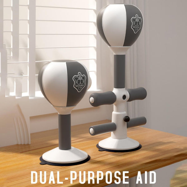 2 In 1 Sit Up Boxing Ball Stand With Punching Bag Gray / White Punching Bags
