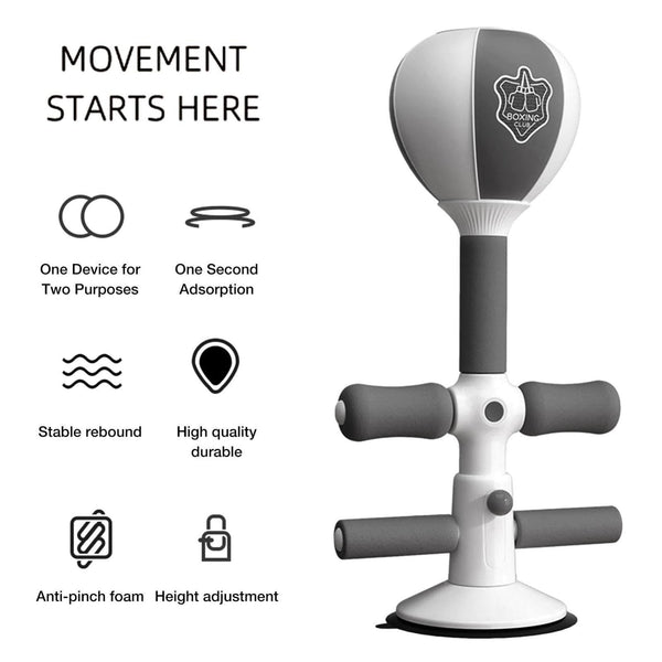 2 In 1 Sit Up Boxing Ball Stand With Punching Bag Gray / White Punching Bags
