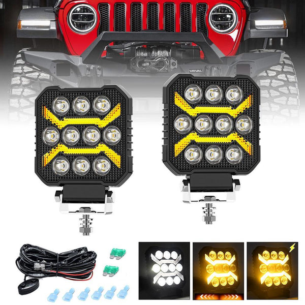 4 Inch Square Mixed Luminous Arch Bridge Angel Eye Car Work Light Led Car Lights