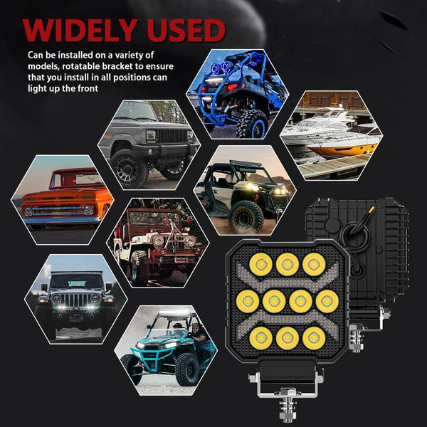 4 Inch Square Mixed Luminous Arch Bridge Angel Eye Car Work Light Led Car Lights