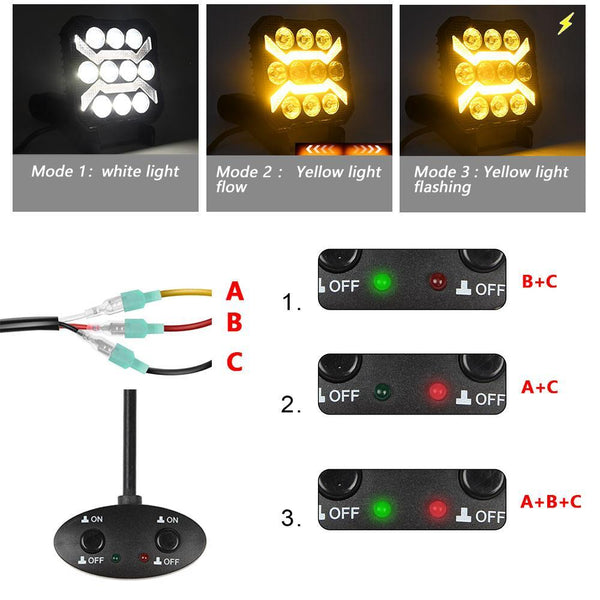 4 Inch Square Mixed Luminous Arch Bridge Angel Eye Car Work Light Led Car Lights