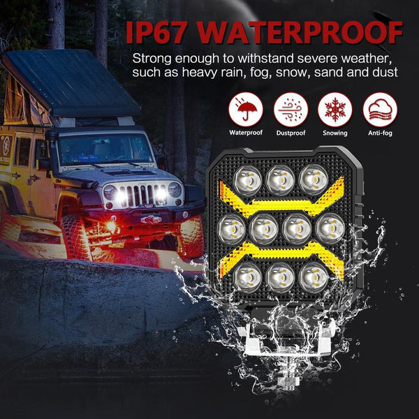 4 Inch Square Mixed Luminous Arch Bridge Angel Eye Car Work Light Led Car Lights