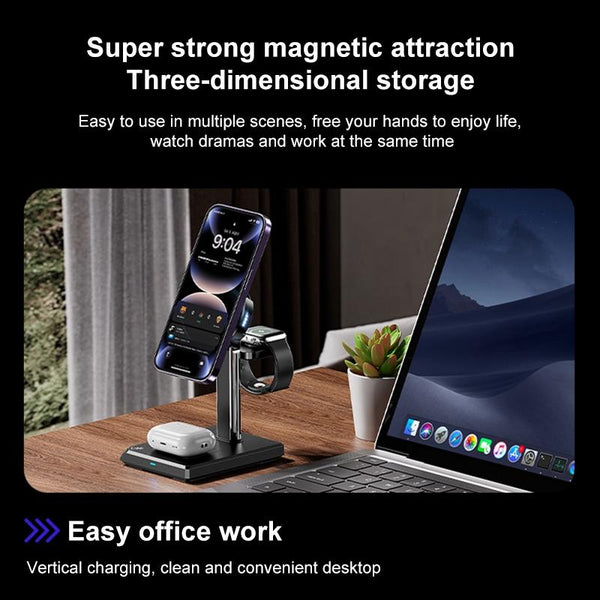 15W 4 In Magnetic Wireless Charger Stand Black Chargers & Cradles