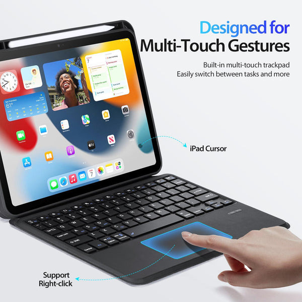 Black Magnetic Bluetooth Keyboard Tablet Case For Ipad 10Th Gen 10.9 2022 Keyboards