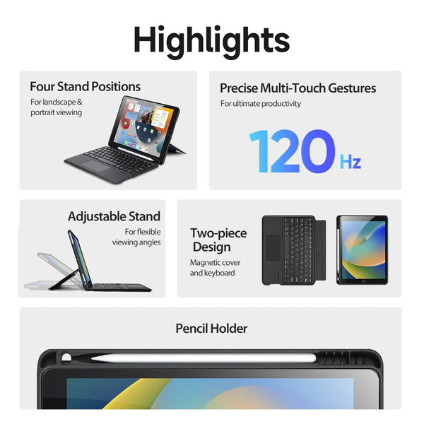 Black Magnetic Bluetooth Keyboard Tablet Case For Ipad 10Th Gen 10.9 2022 Keyboards