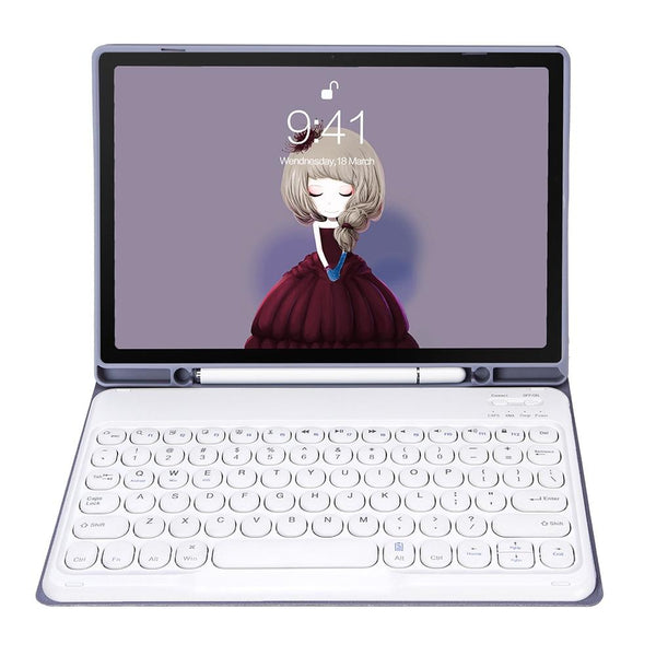 Detachable Bluetooth Keyboard Leather Case For Ipad Air 4 / 5 Candy Colour Skin Texture 10.9 Inch Black Cases Covers Keyboard Folios