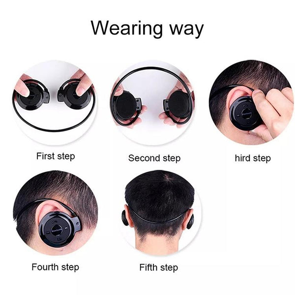 Wireless Mini 503 Earphones With Fm Radio & 32Gb Tf Card Support Black Headphones