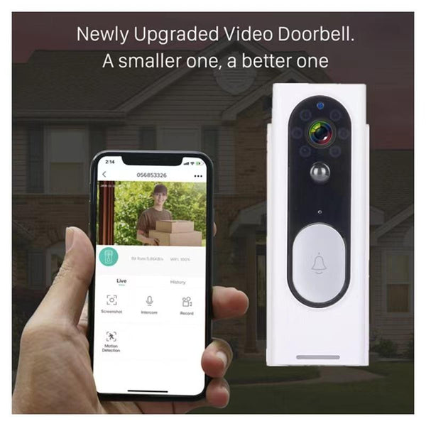 Smart Wireless Video Doorbell With Night Vision & Motion Detection Black Smart Doorbells