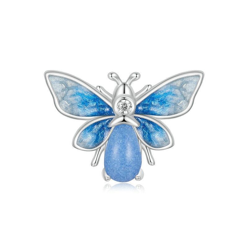 925 Sterling Silver Blue Luminous Zircon Bee Silicone Diy Beads Charms & Pendants