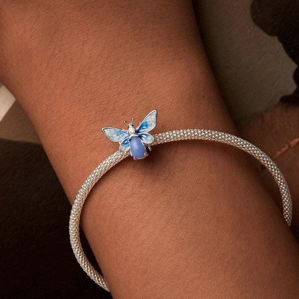 925 Sterling Silver Blue Luminous Zircon Bee Silicone Diy Beads Charms & Pendants