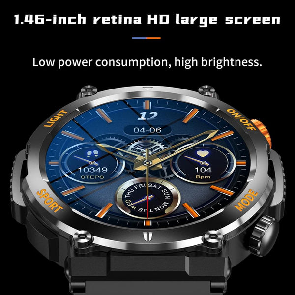 1.46 Inch Round Screen Bluetooth Smart Watch Support Health Monitoring & 100+ Sports Modes Orange Smart Watches