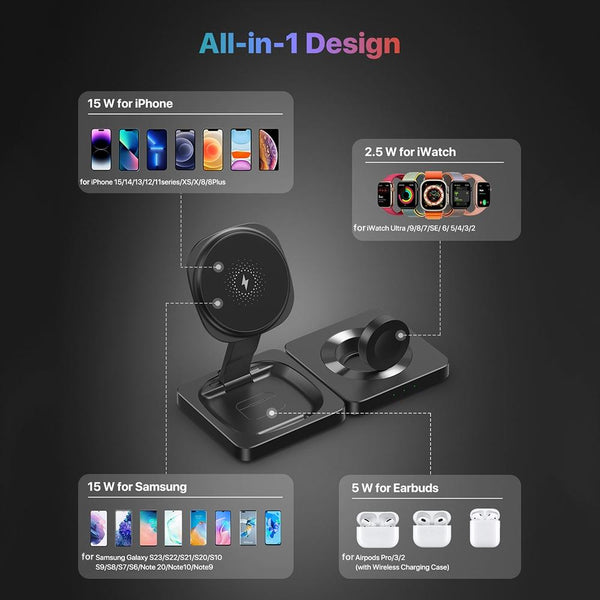 Magnetic Wireless Charger Fast Charging Black Chargers & Cradles