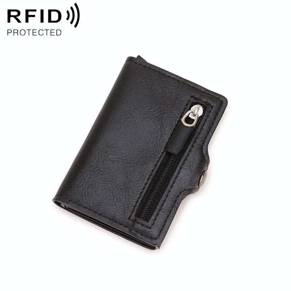 Multi Card Rfid Leather Holder With Metal Accent Black Wallets