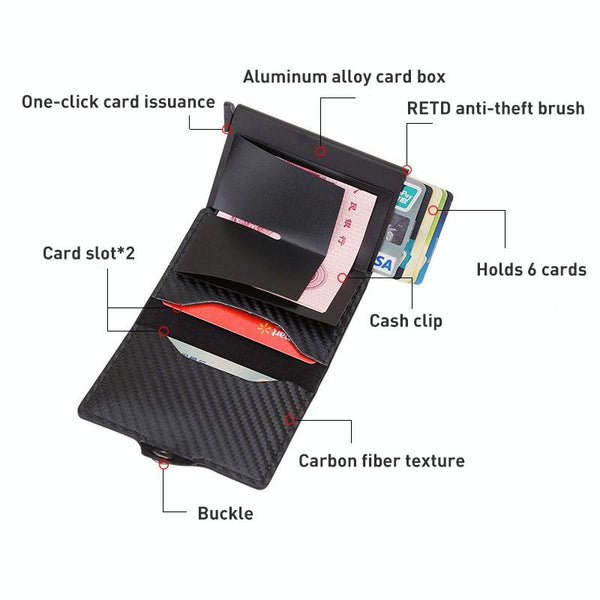 Multi Card Rfid Leather Holder With Metal Accent Black Wallets