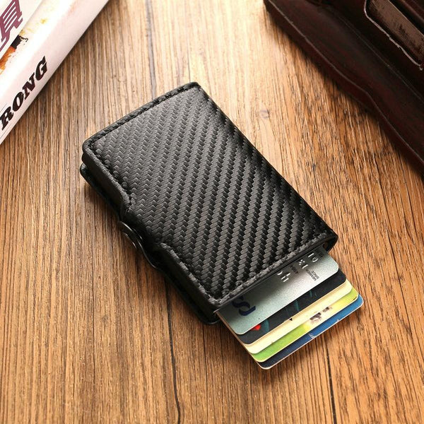 Multi Card Rfid Leather Holder With Metal Accent Black Wallets