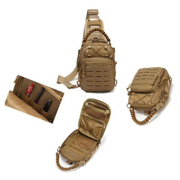 Multifunctional Laser Cut Crossbody Bag For Outdoor Sports Khaki Bags
