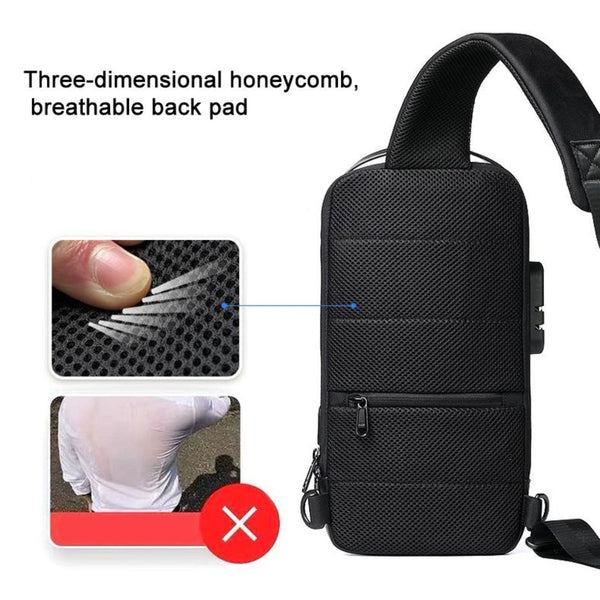 Men's Anti Theft Oxford Chest Bag Black Bags