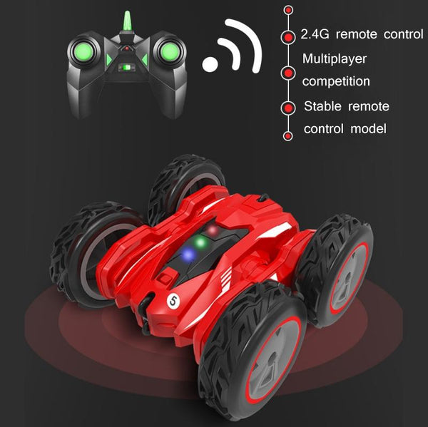High Speed Double Sided Rc Car For Stunts And Off Road Tumbling Red Remote Controlled Toys