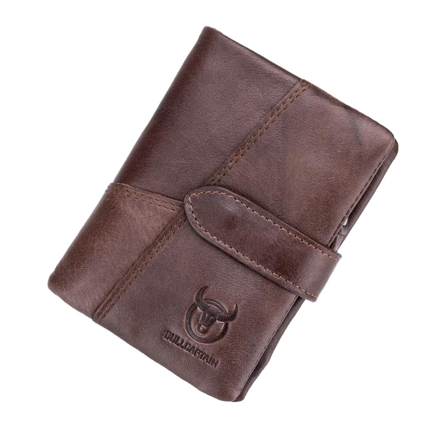 Men Vertical Cowhide Wallet With Rfid Blocking Coffee Wallets