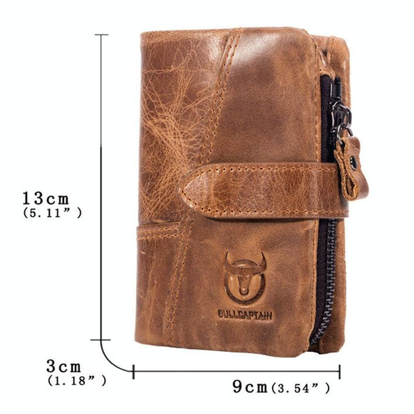 Men Vertical Cowhide Wallet With Rfid Blocking Coffee Wallets