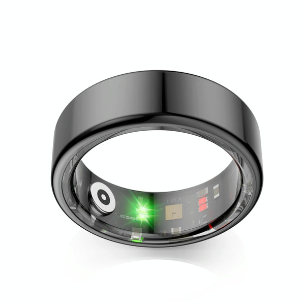 Smart Ring With Heart Rate Blood Oxygen Sleep Monitoring & Sports Modes Size 10 Black Activity Trackers